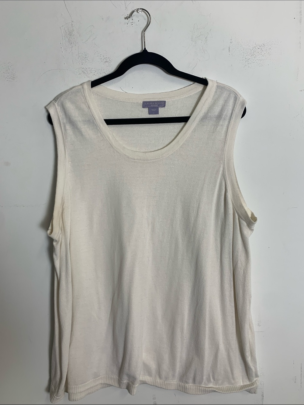 Laura Scott Cream Sleeveless Knit Tank